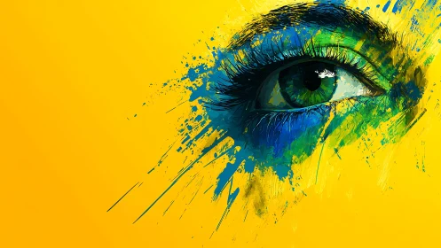 Chromatic ocular vector burst on saturated yellow field.