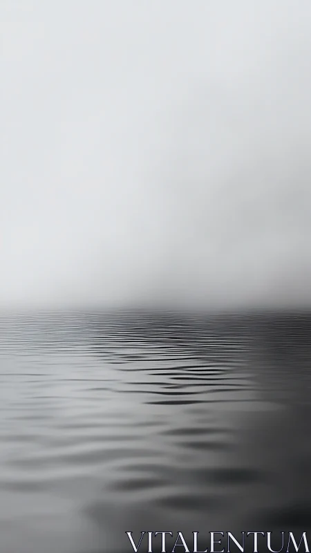Monochrome rippled water plane dissolves into atmospheric fog