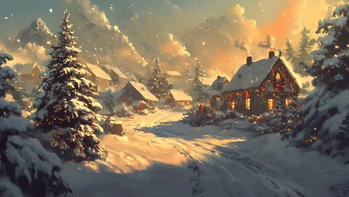 Snowlight drifts through a storybook village dressed in gold