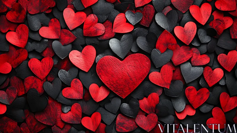 Love's Canvas: Red and Black Hearts Unite.