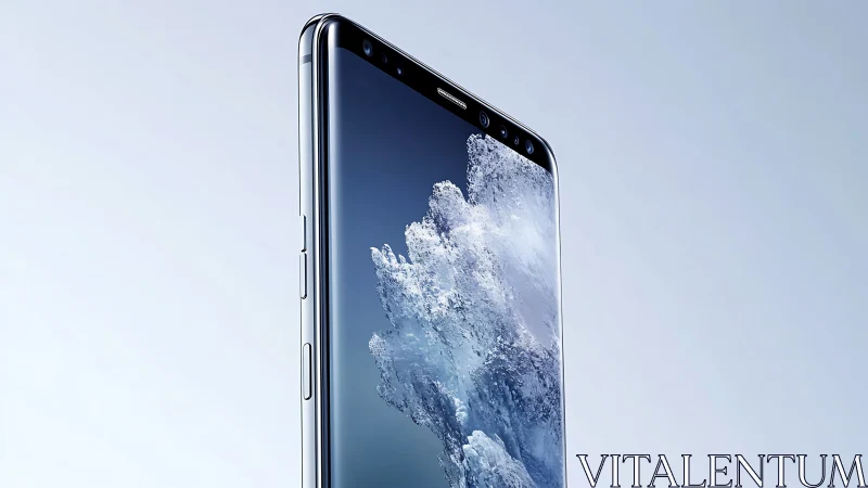 Smartphone displaying crystalline ice formation wallpaper.