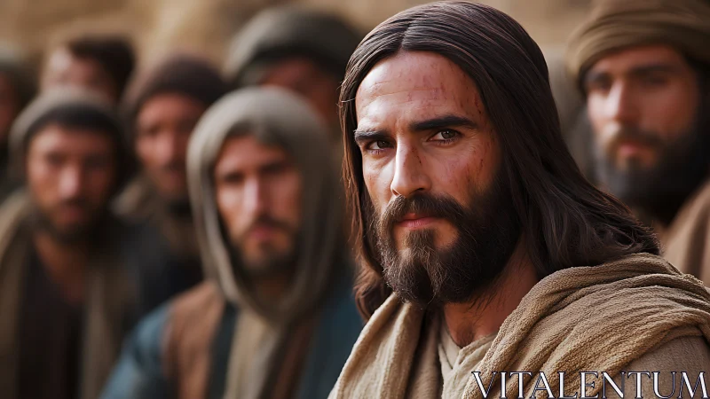 Calm leader’s gaze amid a circle of quiet companions.