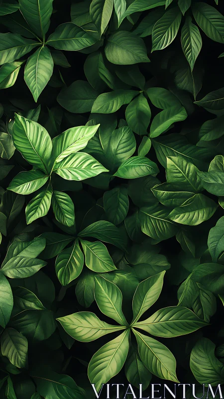 Whispering jungle leaves in a lush emerald pattern dreamscape.