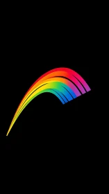 Curved rainbow light arcs on deep black minimalist field.