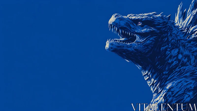 Side profile illustration of giant reptilian creature head.