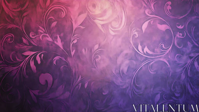 Ornate floral swirls blend through pink and purple haze