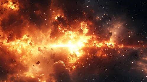 Fiery stellar explosion tears through deep cosmic darkness