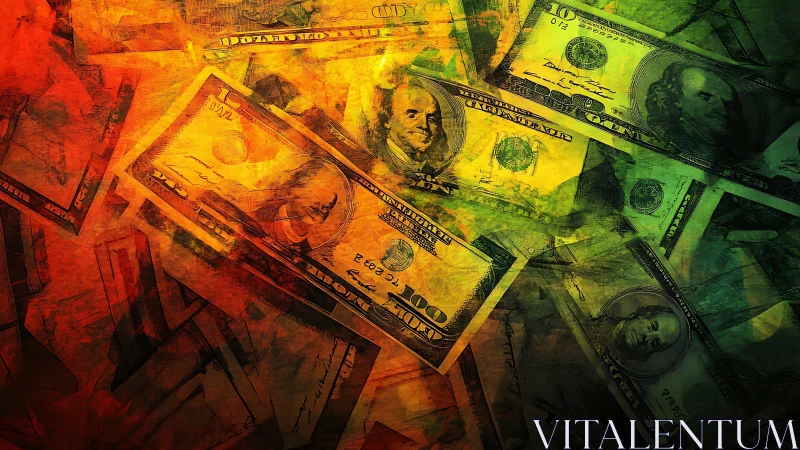 Color-saturated dollar collage evokes intense financial energy