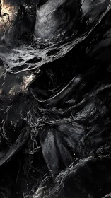 Turbulent void topology with filamentary obsidian vortices.