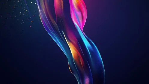 Chromatic volumetric light ribbons on deep navy gradient field