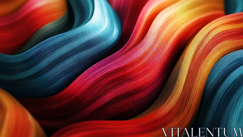 Multicolored flowing ribbons with textured surface detail.
