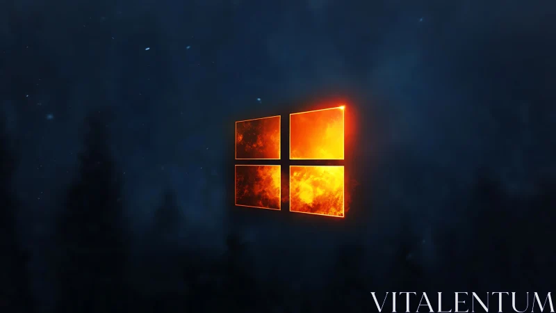 Windows Logo Ignited: Fiery Digital Emblem.