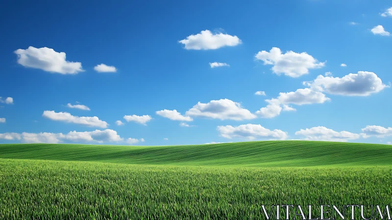 Rolling green waves quietly surf beneath drifting clouds