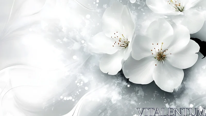 White Blossoms in Ethereal Mist: Soft-Focus Floral Composition.