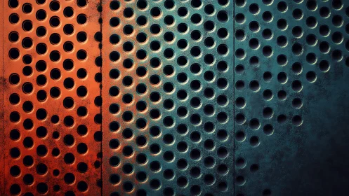 Perforated Metal Surface with Gradient Lighting, Abstract Style.