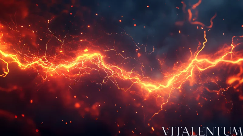 Intense Lightning Bolts Crackle Through Dark Sky.