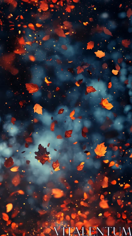 Luminescent Autumn Particles Suspended in Atmospheric Depth Field.