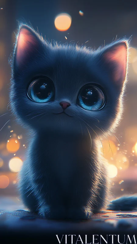 Luminescent Digital Feline: Hyperrealistic Nocturnal Portrait Study.