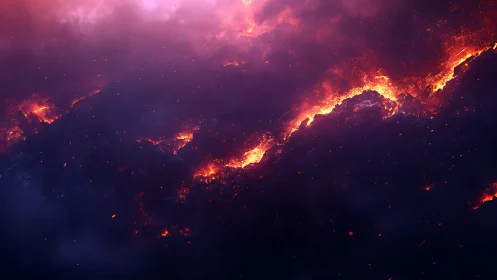 Molten Lava Flow Illuminates Volcanic Darkness.