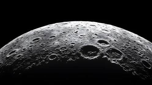 Lunar hemisphere glows with cratered detail in stark shadow.