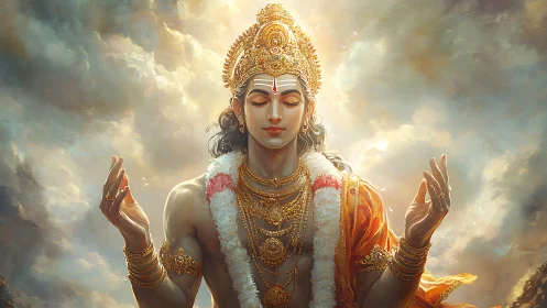 Divine meditative deity rendered in luminous digital color.