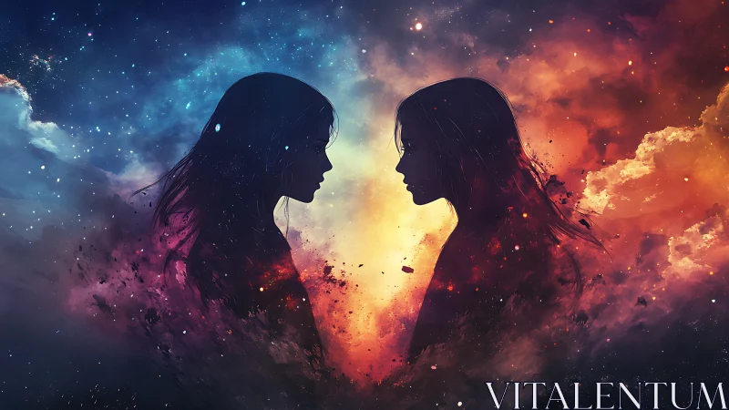 Dual silhouette profiles with spectral color composite rendering using nebula texture overlays