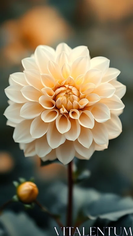 Creamy Dahlia Blooms with Golden Heart.