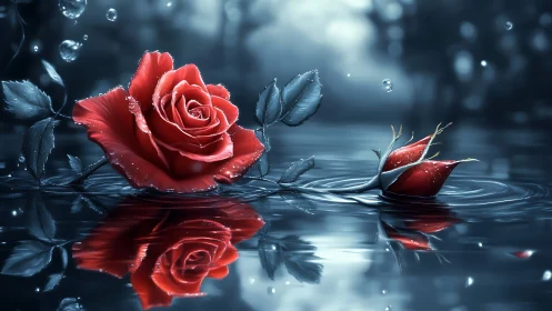 Rose Reflections: Beauty Blooms in Water.