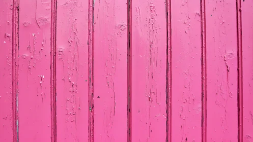 Vibrant pink wooden planks create a bold textured backdrop