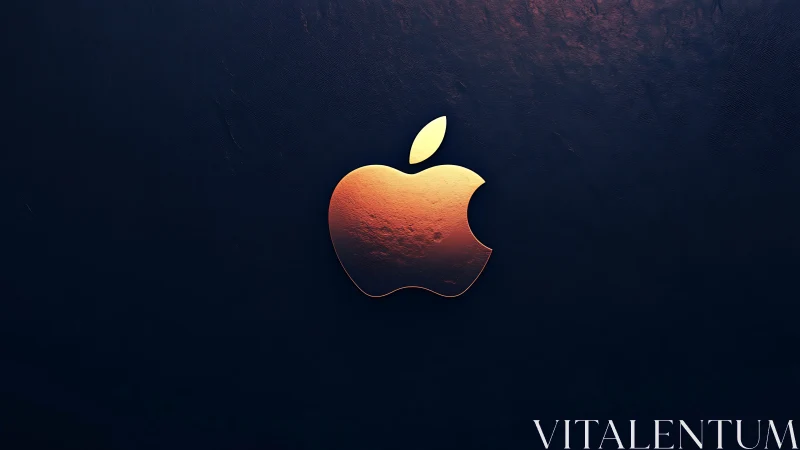 Apple Logo Glowing Orange Against Dark Textured Background