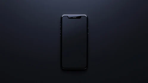 Black Smartphone with Notch Display on Dark Background.