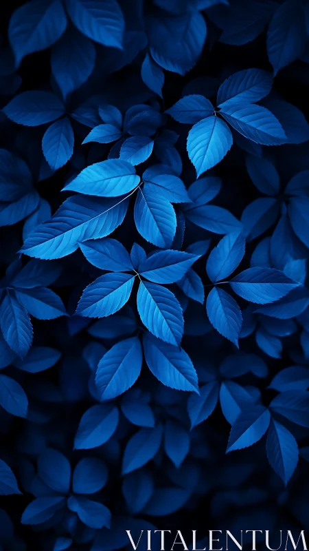 Monochromatic cobalt foliage forms a dense graphic leaf matrix