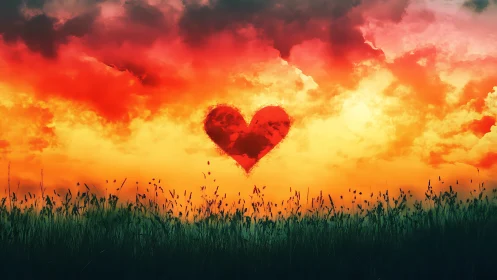 Pyrolytic Heart Form Suspended Within Atmospheric Gradient Field.