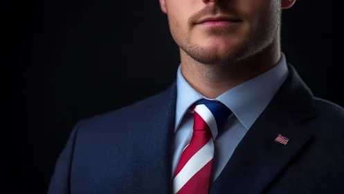 Striped patriot tie leans into the spotlight of quiet power