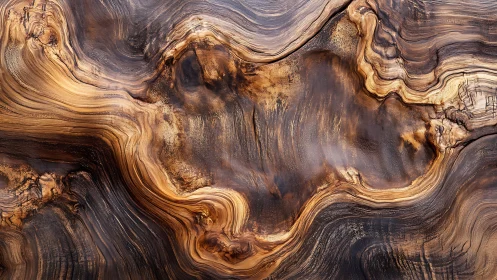 Polished olive wood grain with fluid swirling patterns.