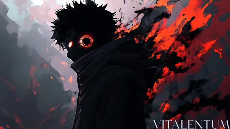 Ashen-eyed shadow walker ignites a storm of digital fire.