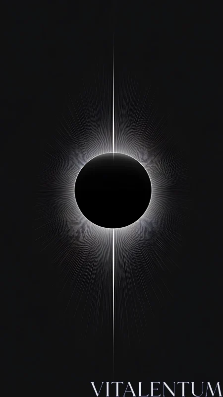 Midnight eclipse halo with razor-thin cosmic lightburst.