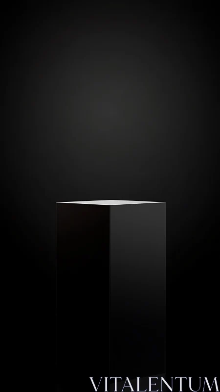 Minimalist black monolith pedestal under dramatic studio light.
