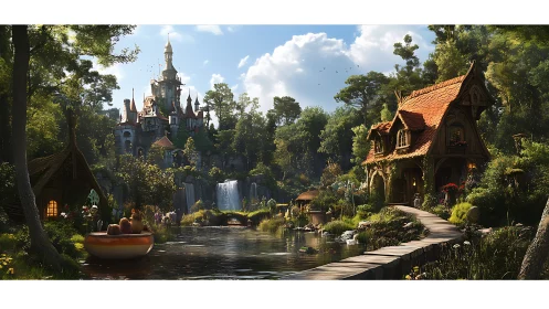 Fairytale riverside cottages frame enchanted hilltop castle