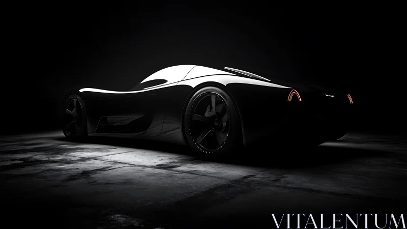 Low-key studio render of ultra-sleek black concept hypercar