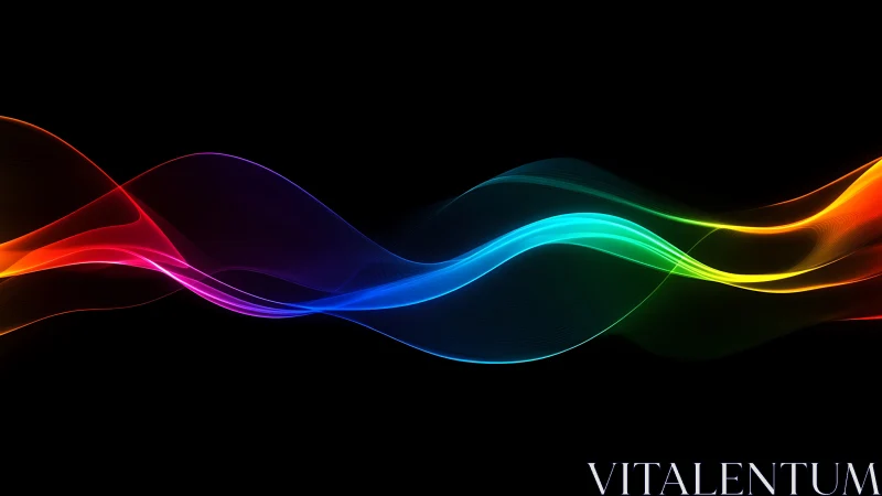 Chromatic light waves arc across a deep black digital field