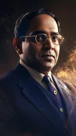 Formal portrait of dignified man in tailored navy suit