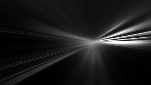 Starlight corridor streaking toward a monochrome vanishing point.