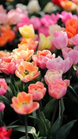 Polychromatic Tulip Garden: Depth-Focused Floral Composition.