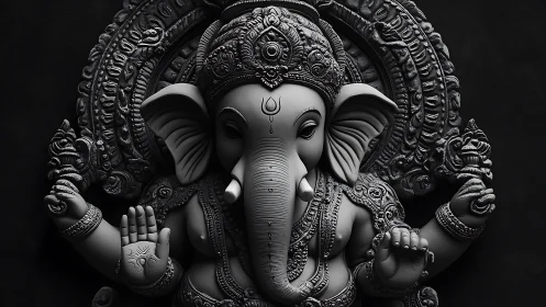 Graceful Ganesha sculpture radiates calm strength and blessing