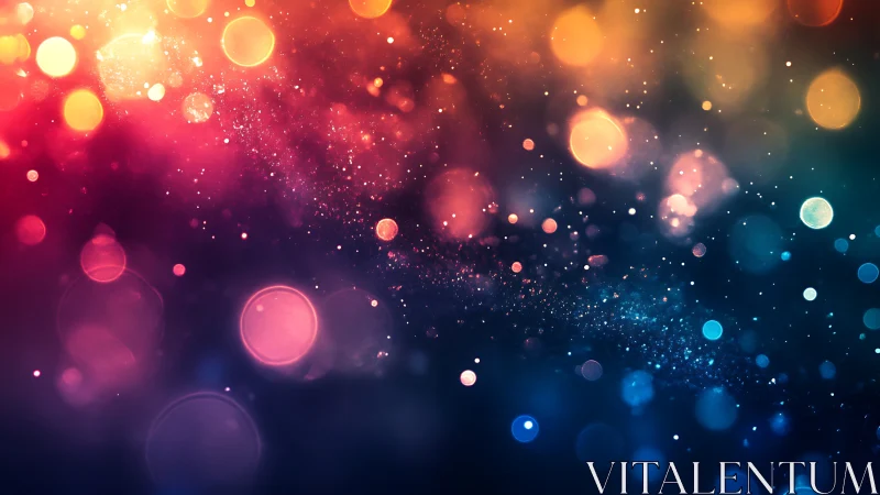 Chromatic bokeh field renders luminous particles in motion