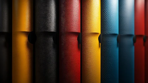 Chromatic cylindrical textures under raking light, high contrast.