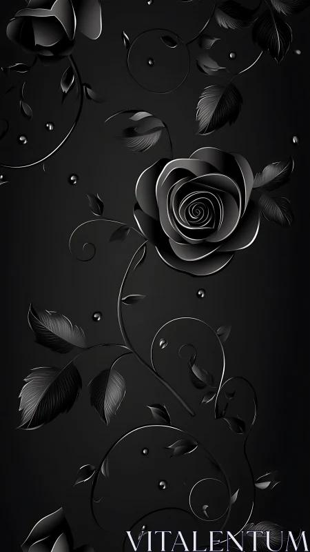 Monochromatic Rose Composition with Spiraling Petals and Foliage.