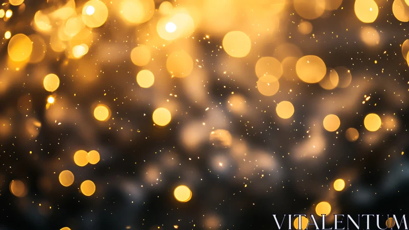 Golden bokeh orbs glowing against deep blurred shadows.