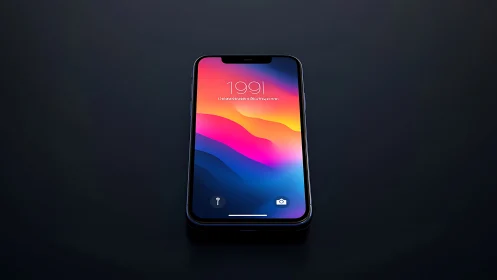 Modern Smartphone Lock Screen with Vibrant Gradient Wallpaper Display.